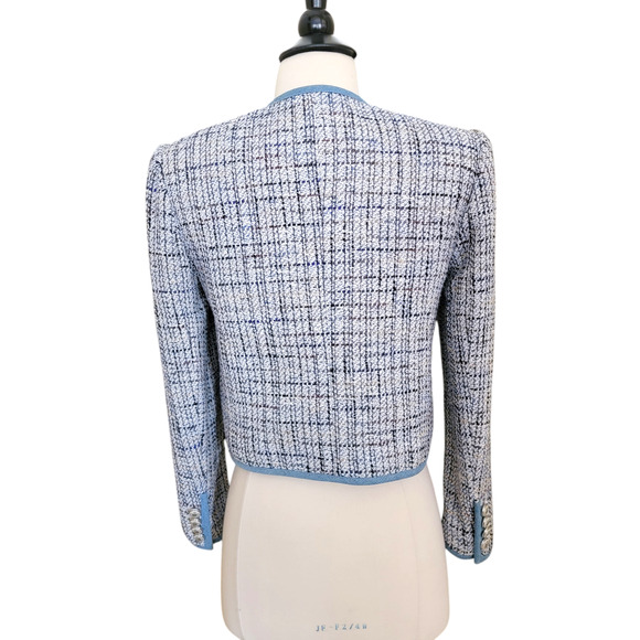 Veronica Beard Darla Tweed Lady Jacket Blazer Blue 0 Multicolor Cropped Short XS - Picture 10 of 11